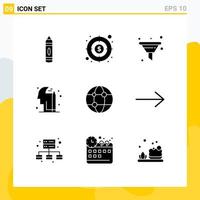 Pictogram Set of 9 Simple Solid Glyphs of network business filter pencile education Editable Vector Design Elements