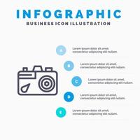 Camera Education Image Picture Blue Infographics Template 5 Steps Vector Line Icon template