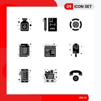 Pack of 9 creative Solid Glyphs of http web dart html coding Editable Vector Design Elements