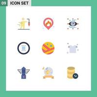 Universal Icon Symbols Group of 9 Modern Flat Colors of navigation hamburger art circle view Editable Vector Design Elements