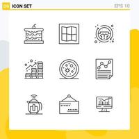 Universal Icon Symbols Group of 9 Modern Outlines of microorganisms biology clothing coins profit Editable Vector Design Elements