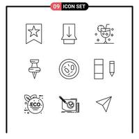 Set of 9 Modern UI Icons Symbols Signs for health biology drink bacterium pin Editable Vector Design Elements