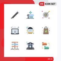 9 Thematic Vector Flat Colors and Editable Symbols of space astronaut product laptop online Editable Vector Design Elements