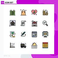 16 iconos creativos signos y símbolos modernos de contáctenos moneda corazón dinero efectivo elementos de diseño de vectores creativos editables