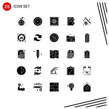 Modern Set of 25 Solid Glyphs and symbols such as seo knowledge computation education future Editable Vector Design Elements