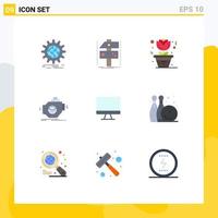 User Interface Pack of 9 Basic Flat Colors of performance machine developer industry pot Editable Vector Design Elements