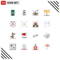 Set of 16 Vector Flat Colors on Grid for signal devices task data wall Editable Pack of Creative Vector Design Elements