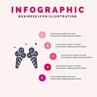 helado helado americano sólido icono infografía 5 pasos presentación antecedentes vector