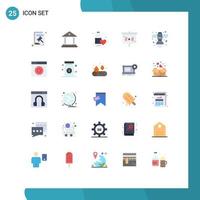 Set of 25 Modern UI Icons Symbols Signs for radio studies diet education love Editable Vector Design Elements