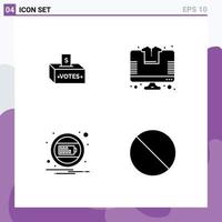 Group of 4 Solid Glyphs Signs and Symbols for bribe battery influence shopping interface Editable Vector Design Elements