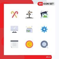 User Interface Pack of 9 Basic Flat Colors of pc device arrow monitor images Editable Vector Design Elements