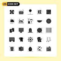 25 Universal Solid Glyph Signs Symbols of process development pin design left Editable Vector Design Elements