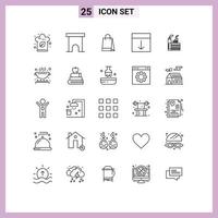 Universal Icon Symbols Group of 25 Modern Lines of page interface store grid buy Editable Vector Design Elements