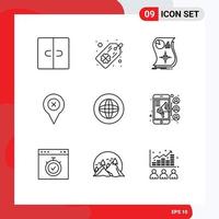 9 Universal Outline Signs Symbols of communication map love location add Editable Vector Design Elements