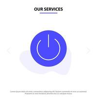 Our Services Eco Ecology Energy Environment Power Solid Glyph Icon Web card Template vector