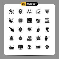 25 User Interface Solid Glyph Pack of modern Signs and Symbols of secure camera love growth friendly Editable Vector Design Elements