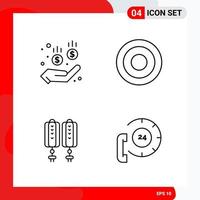 Creative Set of 4 Universal Outline Icons isolated on White Background. vector