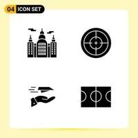 4 Creative Icons for Modern website design and responsive mobile apps. 4 Glyph Symbols Signs on White Background. 4 Icon Pack. vector