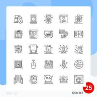 Modern Pack of 25 Icons. Line Outline Symbols isolated on White Backgound for Website designing vector