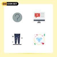 conjunto moderno de 4 iconos planos pictograma de elementos de diseño de vector editables multimedia pent básicos de marca de pantalón