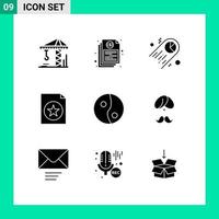 User Interface Pack of 9 Basic Solid Glyphs of hindu yang chart file document Editable Vector Design Elements