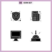 4 Universal Solid Glyph Signs Symbols of data imac news computer business Editable Vector Design Elements