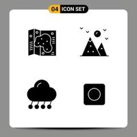 4 Solid Glyph concept for Websites Mobile and Apps map cloud garden landscape night Editable Vector Design Elements