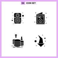 4 Icons in Solid Style. Glyph Symbols on White Background. Creative Vector Signs for Web mobile and Print.