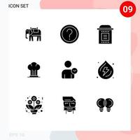 User Interface Pack of 9 Basic Solid Glyphs of restaurant cooker celebration chef party Editable Vector Design Elements