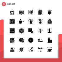 User Interface Pack of 25 Basic Solid Glyphs of nut food custom management document Editable Vector Design Elements