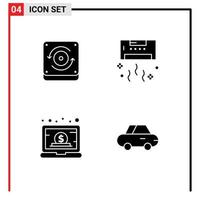 Universal Icon Symbols Group of 4 Modern Solid Glyphs of computing dollar air summer management Editable Vector Design Elements