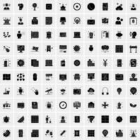 Set of 100 Business Solid Glyph icons vector