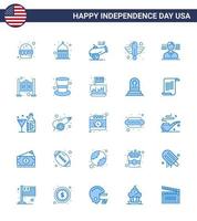 conjunto de 25 iconos del día de los ee.uu. símbolos americanos signos del día de la independencia para el hombre águila arma grande pájaro elementos de diseño vectorial del día de los ee.uu. editables americanos vector