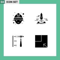 Set of 4 Vector Solid Glyphs on Grid for labour erroneously launch shuttle inefficient Editable Vector Design Elements