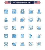 25 USA Blue Signs Independence Day Celebration Symbols of death independece email holiday mail Editable USA Day Vector Design Elements