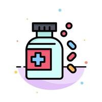 Bottle Medicine Tablet Abstract Flat Color Icon Template vector