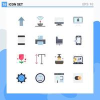 Group of 16 Flat Colors Signs and Symbols for computers screen computer bug pc Editable Pack of Creative Vector Design Elements