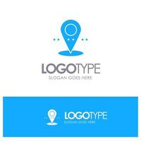 Location Pin Point Blue Solid Logo with place for tagline vector