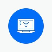 Laptop Computer Signal Wifi white glyph icon vector