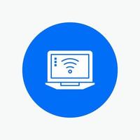 señal de computadora portátil wifi icono de glifo blanco vector