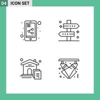 Line Pack of 4 Universal Symbols of share house location travel real estate Editable Vector Design Elements