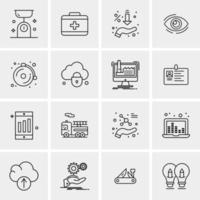 16 iconos universales de negocios vector ilustración de icono creativo para usar en proyectos relacionados con la web y dispositivos móviles