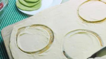 Tortillas prepared and decorated with spinach and beets. Red and green tortillas video