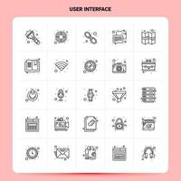 OutLine 25 User Interface Icon set. Vector Line Style Design Black Icons Set. Linear pictogram pack. Web and Mobile Business ideas design Vector Illustration.