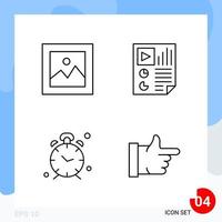 Modern Pack of 4 Icons. Line Outline Symbols isolated on White Backgound for Website designing vector