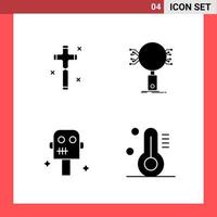 4 Icon Pack Solid Style Glyph Symbols on White Background. Simple Signs for general designing. vector