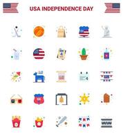 25 iconos creativos de estados unidos signos de independencia modernos y símbolos del 4 de julio de la bolsa de seguridad de la libertad escudo de estados unidos elementos de diseño vectorial del día de estados unidos editables vector