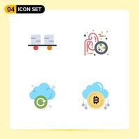 Modern Set of 4 Flat Icons Pictograph of caterpillar vehicles cloud forklift truck kidneys storage Editable Vector Design Elements