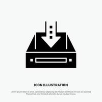 Inbox Box Cabinet Document Empty Project  solid Glyph Icon vector