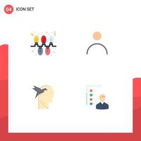 Editable Vector Line Pack of 4 Simple Flat Icons of lights imaginaton holidays profile brian Editable Vector Design Elements